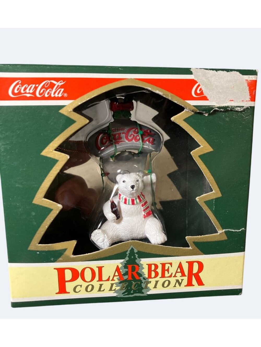 Coca Cola 1996 Polar Bear Series Bear on Wall Bottle Opener Christmas Ornament
